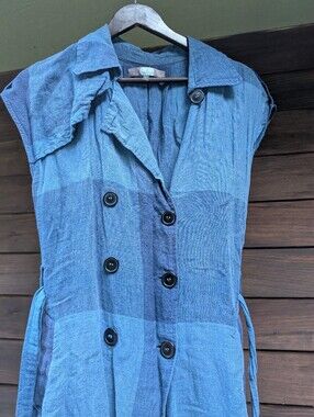 Eva Franco Blue Linen Sleeveless Dress